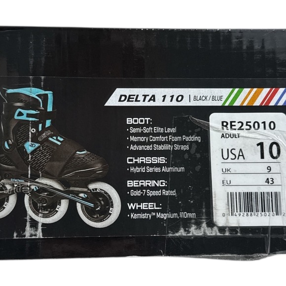 Roller Derby Elite Delta 110 Black Teal Adult Inline Skates Size 10 USA EUC - Picture 2 of 12
